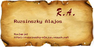 Ruzsinszky Alajos névjegykártya